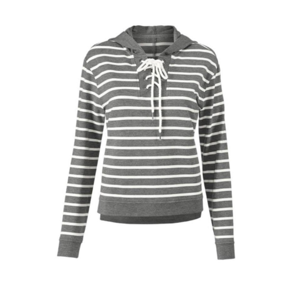 CAbi Gray Tie Front Relaxed Hoodie